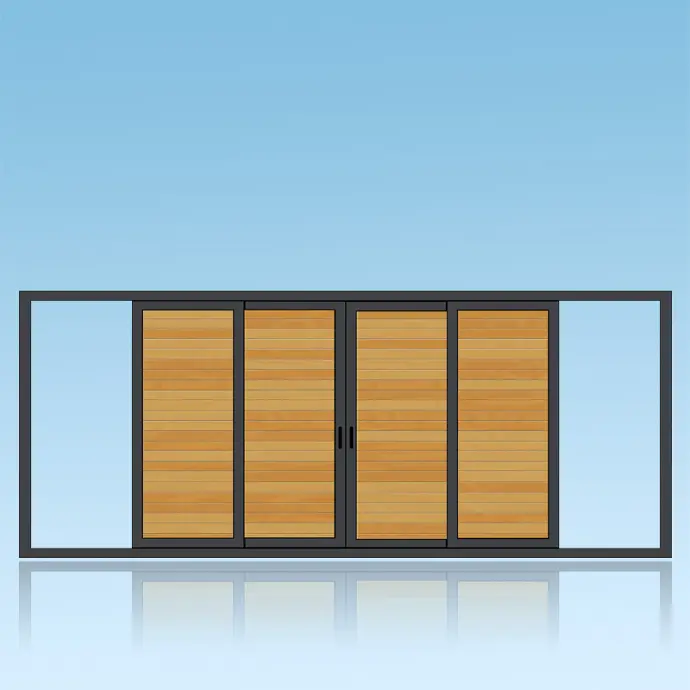 Volet coulissant 4 vantaux 2 rails