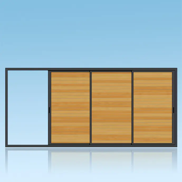 Volet coulissant 3 vantaux 3 rails