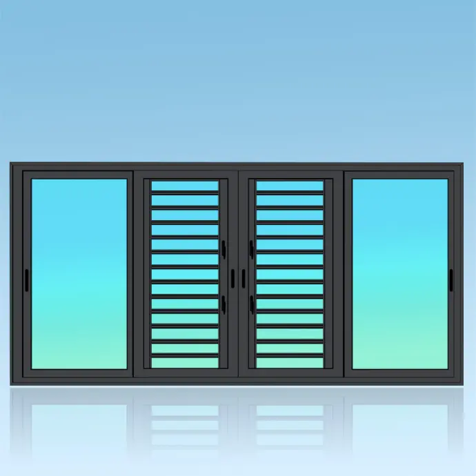 Coulissant porte 4 vantaux 2 rails + jalousies