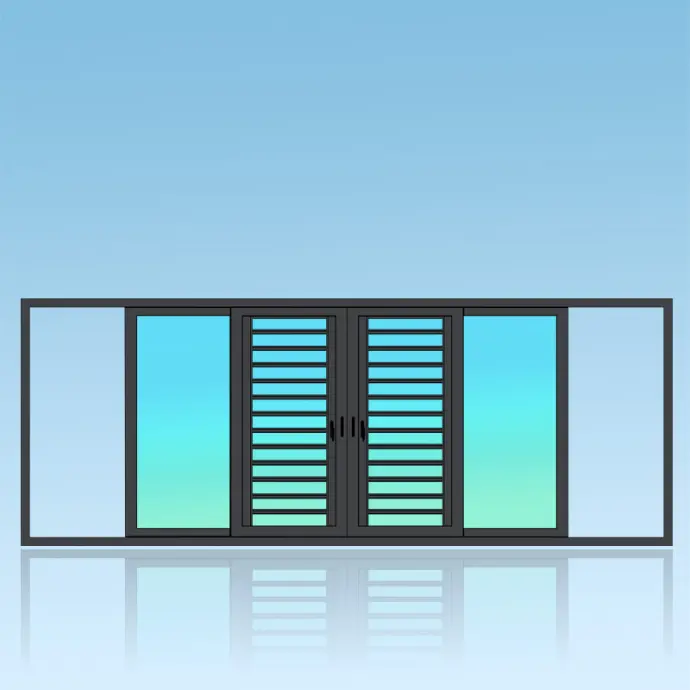 Coulissant porte en applique 4 vantaux 2 rail + jalousie