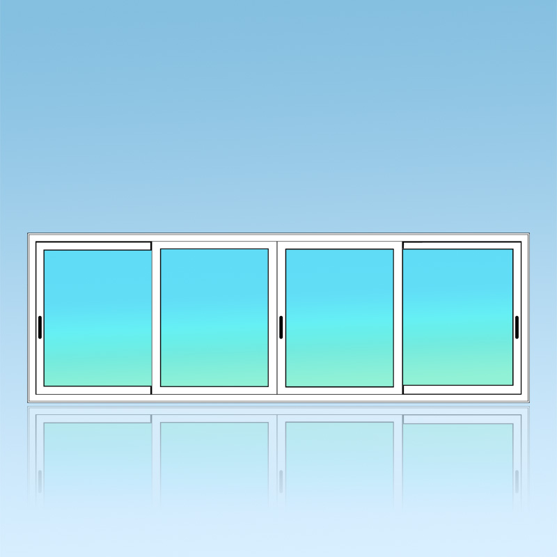 Coulissant fenêtre 4 vantaux 2 rails