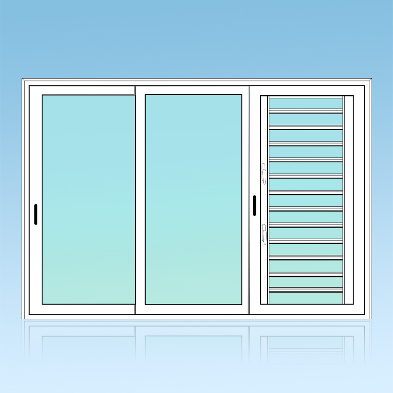 Coulissant porte 3 vantaux 3 rails + jalousie
