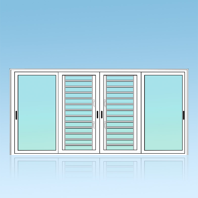 Coulissant porte 4 vantaux 2 rails + jalousies