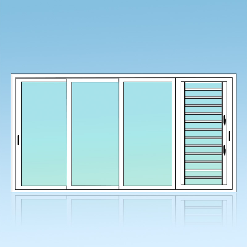Coulissant porte 4 vantaux 4 rails + jalousie