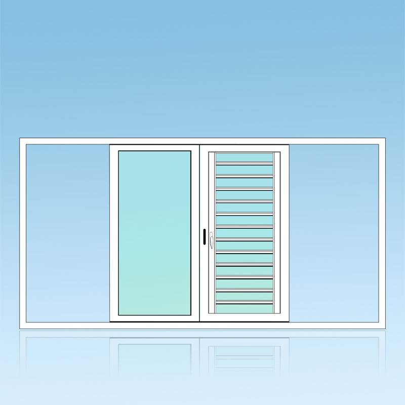 Coulissant porte en applique 2 vantaux 1 rail + jalousie