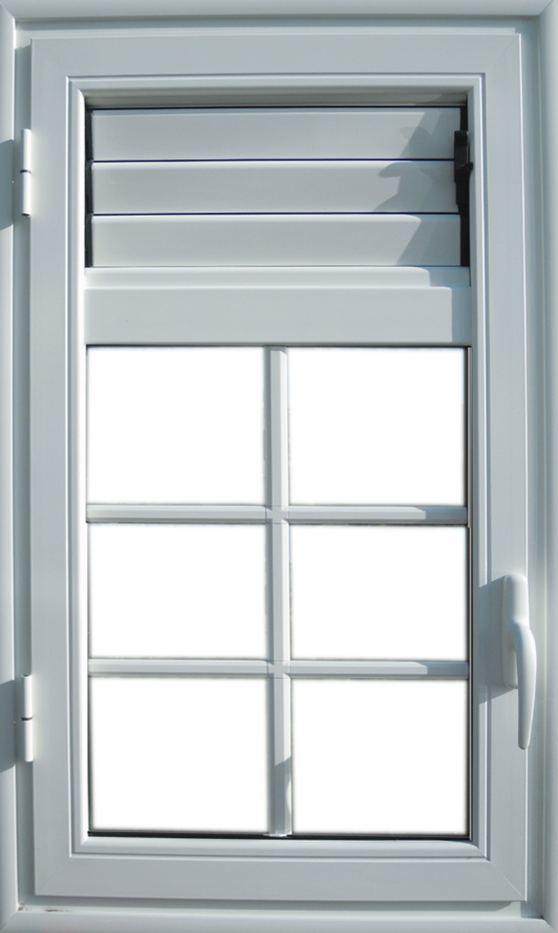 Fenêtre à la française 1 vantail vitrée avec 3 lames de ventilations