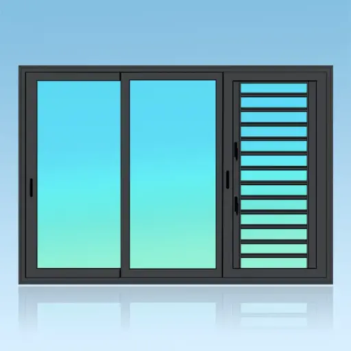 Coulissant porte 3 vantaux 3 rails + jalousie