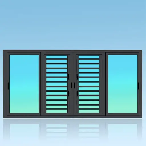 [CP42J] Coulissant porte 4 vantaux 2 rails + jalousies