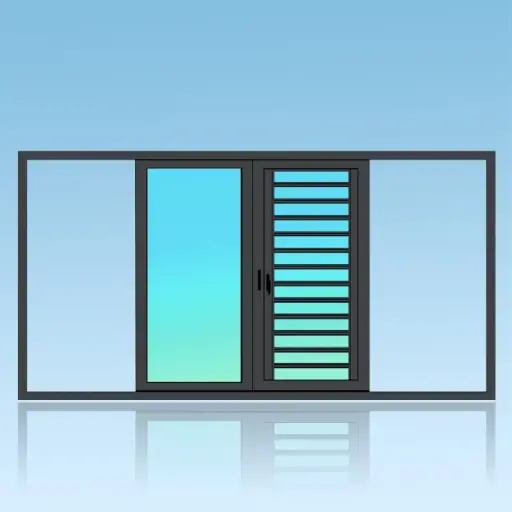 [CA21J] Coulissant porte en applique 2 vantaux 1 rail + jalousie