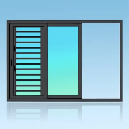 [CA22J] Coulissant porte en applique 2 vantaux 2 rails + jalousie