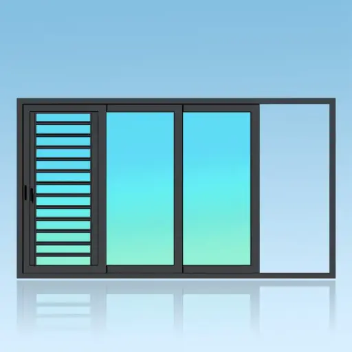 [CA33J] Coulissant applique 3 vantaux 3 rails + jalousie