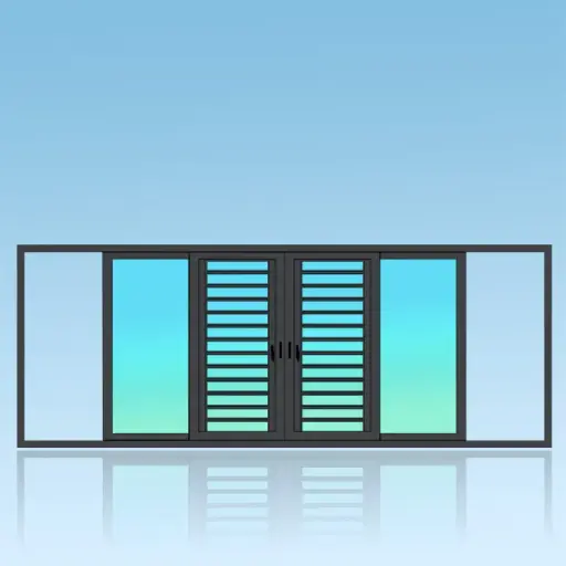 [CA42J] Coulissant porte en applique 4 vantaux 2 rail + jalousie