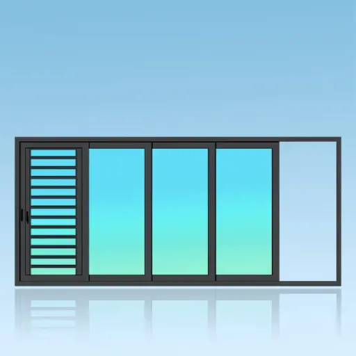 [CA44J] Coulissant porte en applique 4 vantaux 4 rails + jalousie