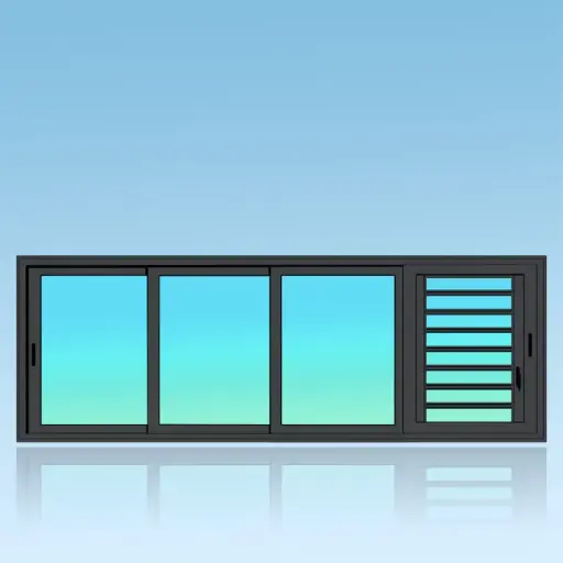 [CF44J] Coulissant fenêtre 4 vantaux 4 rails + jalousie