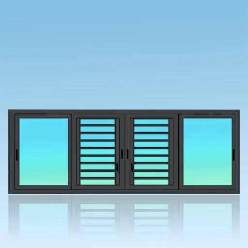 [CF42J] Coulissant fenêtre 4 vantaux 2 rails + jalousie