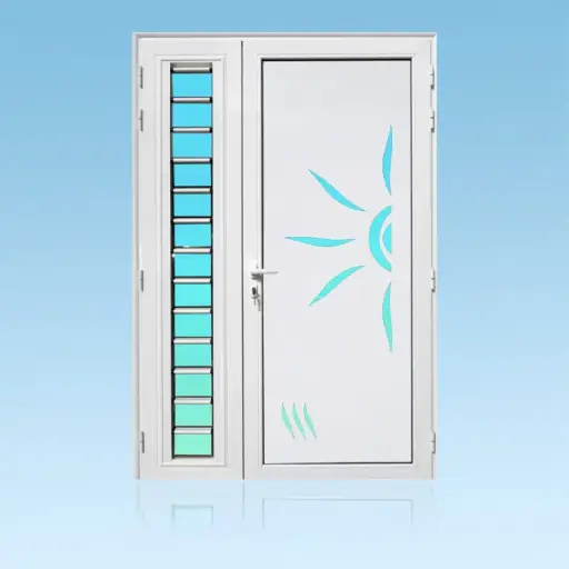 Porte décor 2 battants Soleil + jalousie