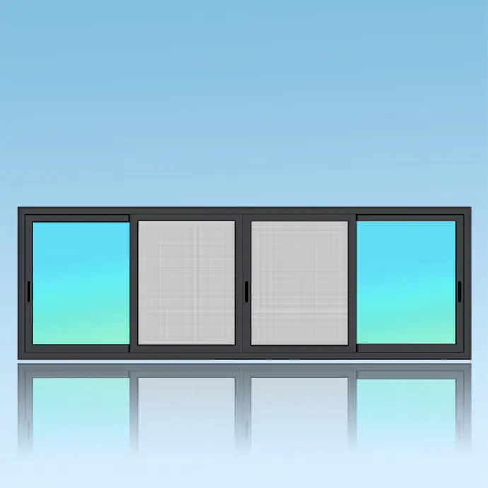 Coulissant fenêtre 4 vantaux 3 rails + moustiquaire