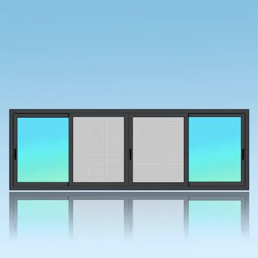 [CF4M] Coulissant fenêtre 4 vantaux 3 rails + moustiquaire