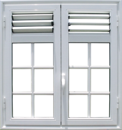 [OF24] Fenêtre à la française 2 vantaux vitrée avec 3 lames de ventilations