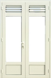 [PE23] Porte d'entrée à la francaise 2 vantaux vitrée avec soubassement et 3 lames de ventilations